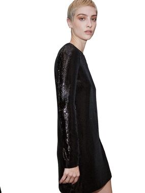 🖤 NWT ME+EM Black Sequin Velour Mini Dress Size 12 Luxury Cocktail Dress
